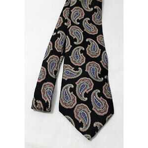 HALSTON III 3.5 Inch Wide Silk Necktie, Black Paisley